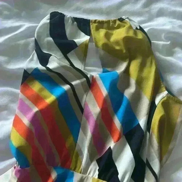 Y2K Vintage Rare Halter Maxi Slip Dress Open Back Flowy Silky Boho Stripe Caché - Picture 7 of 12